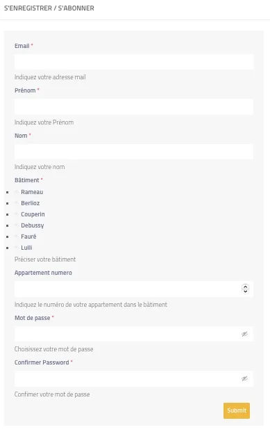 Schéma d'abonnement à l'espace résidents