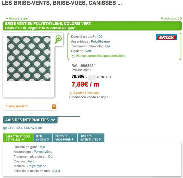 Modèle d'occultation de balcon validé pour le Parc de Chalin